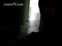 Blonde honey sucks her dog's sweetmeat